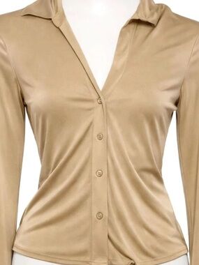 Andrea Rosati Vintage Satin Button-Down Top